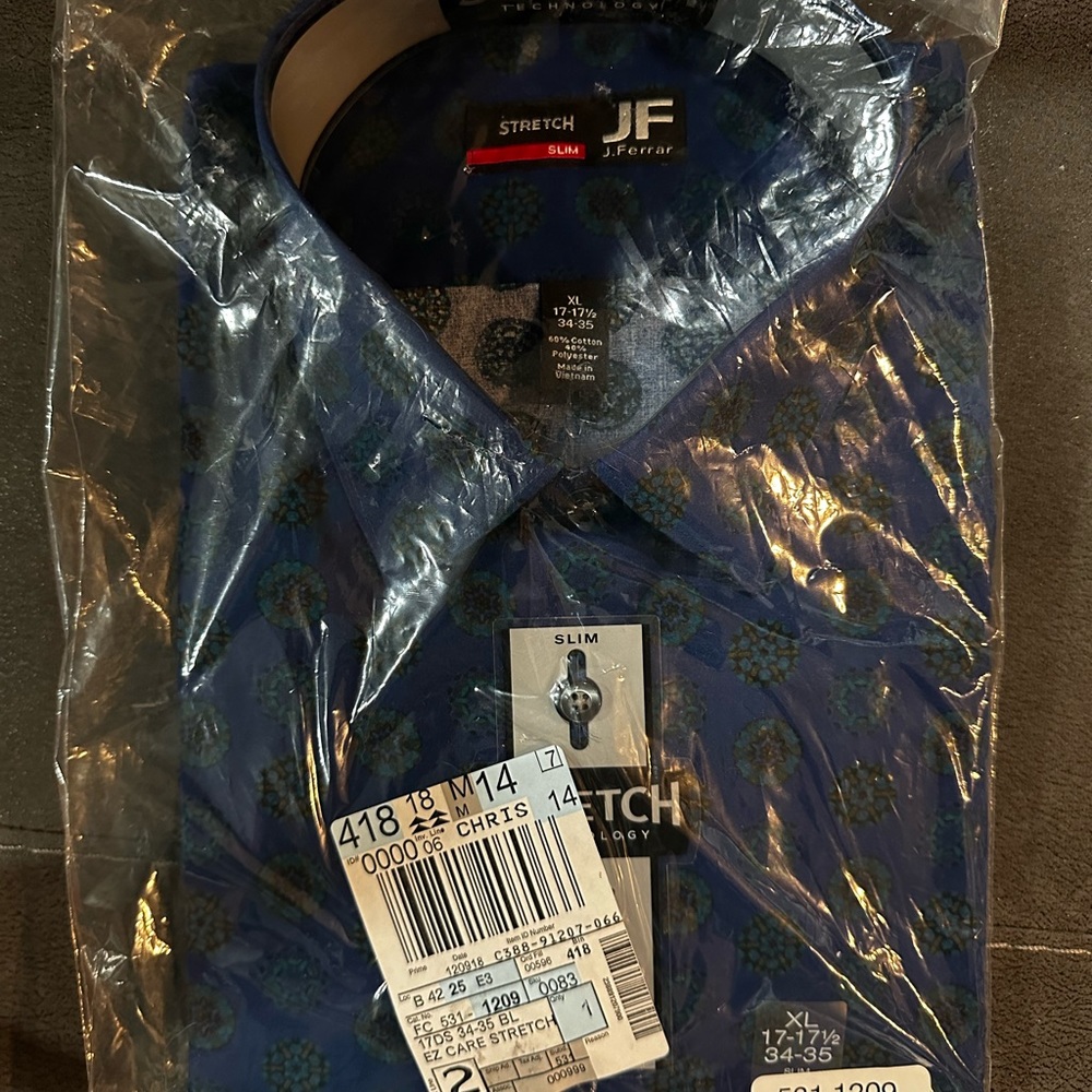 J.ferrar XL 17-17 1/2 dress shirt 34-35